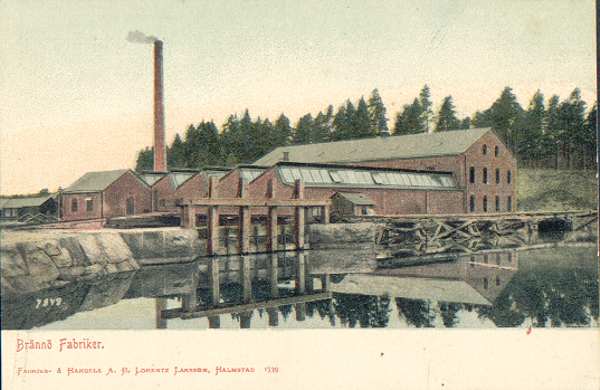 Historiskt vykort från omkring 1910: Brännö fabriker, Brännögård
