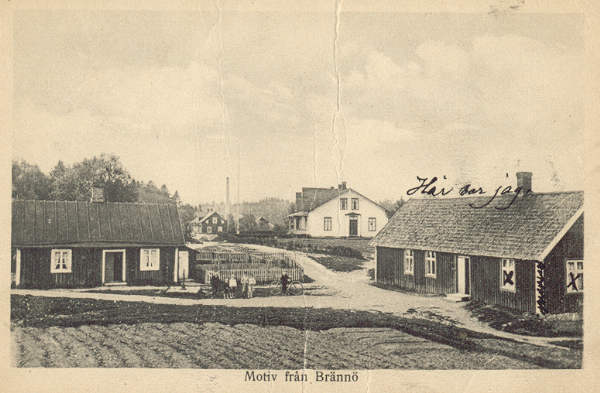 Historiskt vykort från omkring 1920: Motiv från Brännö, Brännögård