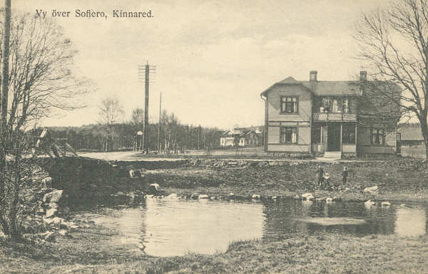 Historiskt vykort från omkring 1915: Sofiero och telegrafstationen, Kinnared