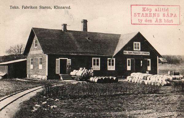 Historiskt vykort från omkring 1915: Tekniska fabriken Staren, Kinnared